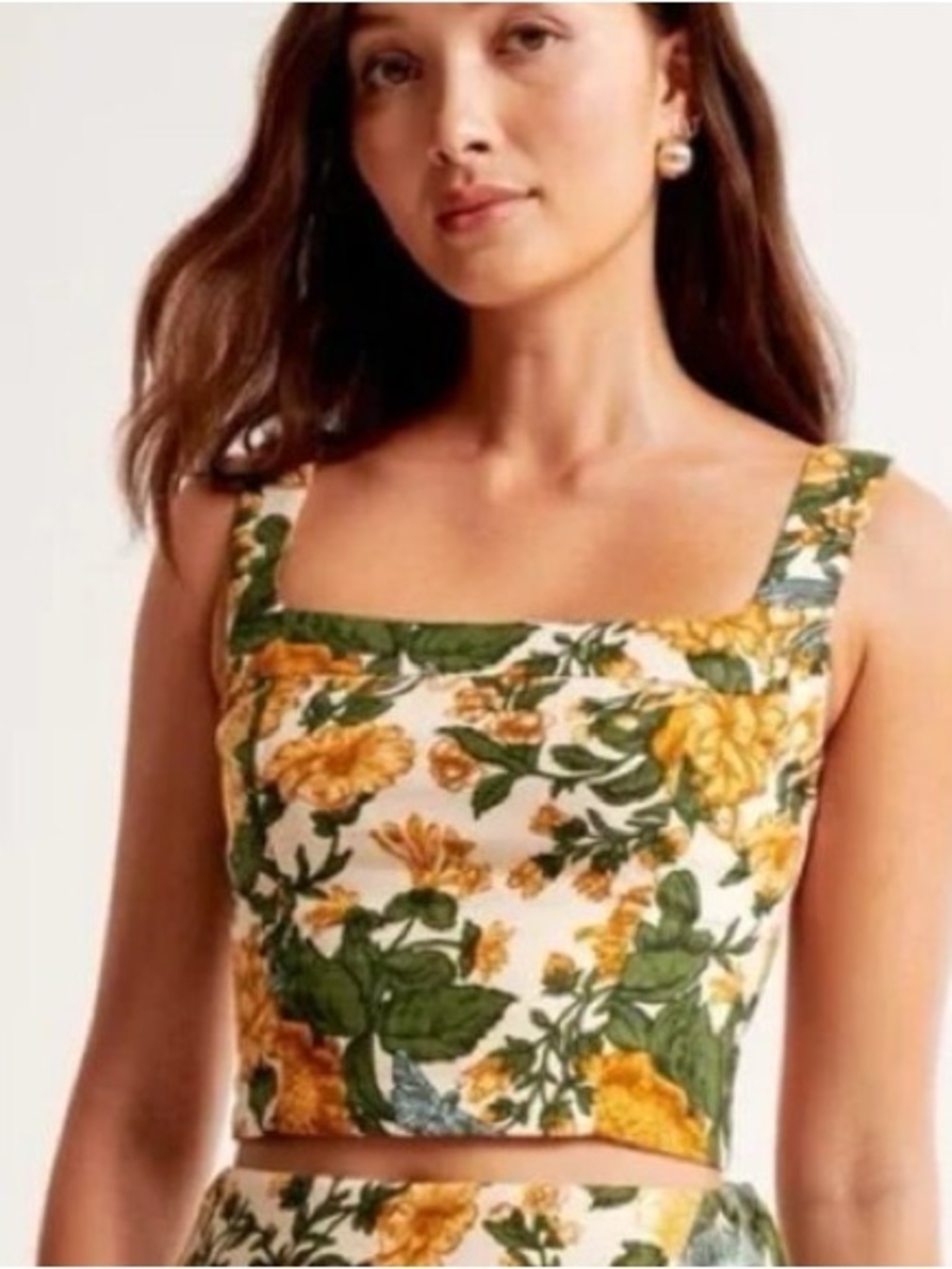 Abercrombie and Fitch Floral Square Neck Crop Top Size Medium